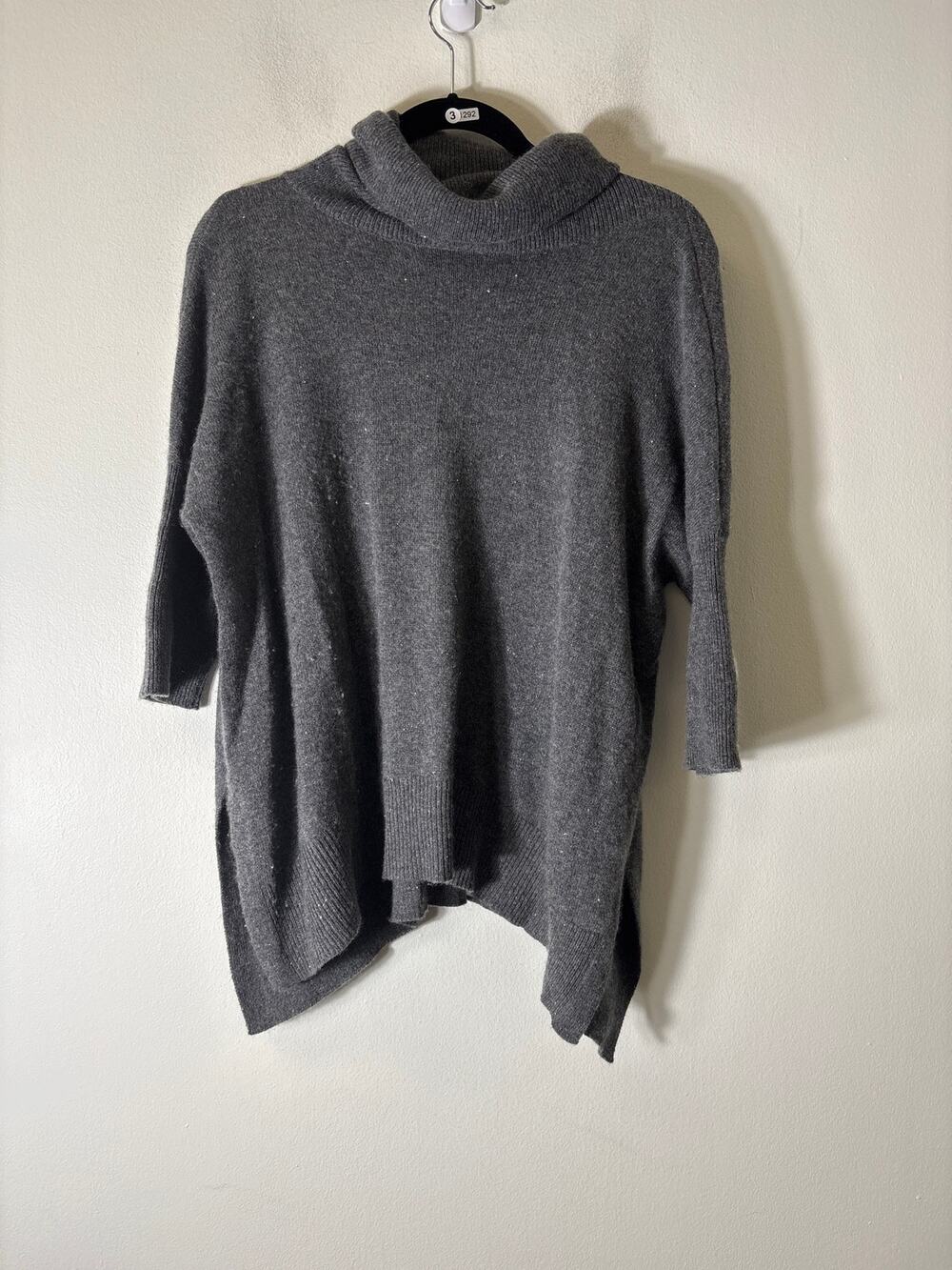 Autumn Cashmere Gray 3/4 Sleeve Cowl Neck Sz S